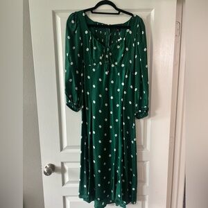 NWT J. Crew Sweetheart long-sleeve midi dress in polka dot